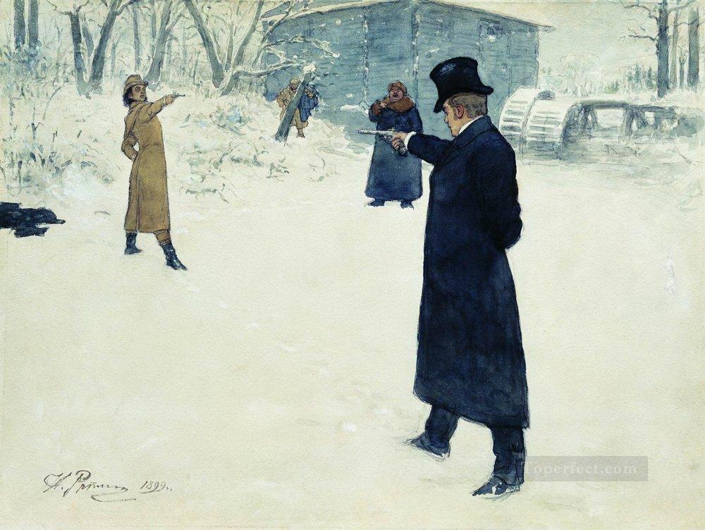 duel between onegin and lenski 1899 Ilya Repin Oil Paintings